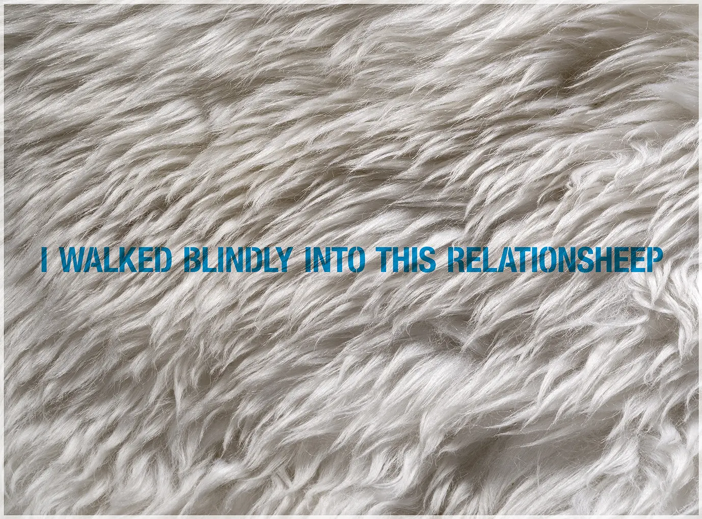 <b>RELATIONSHEEP</b> ©2026 Sheepskin sculpture & text / 40cm x 30cm