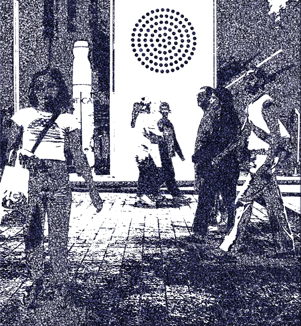 <b>TRAVELLERS #1</b> ©2010  Mixed media on canvas / 100cm x 110cm x 5cm